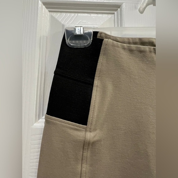 Chocolate U.S.A. Khaki Skinny Work Pants / Slacks with Black Waistband - Picture 3 of 7